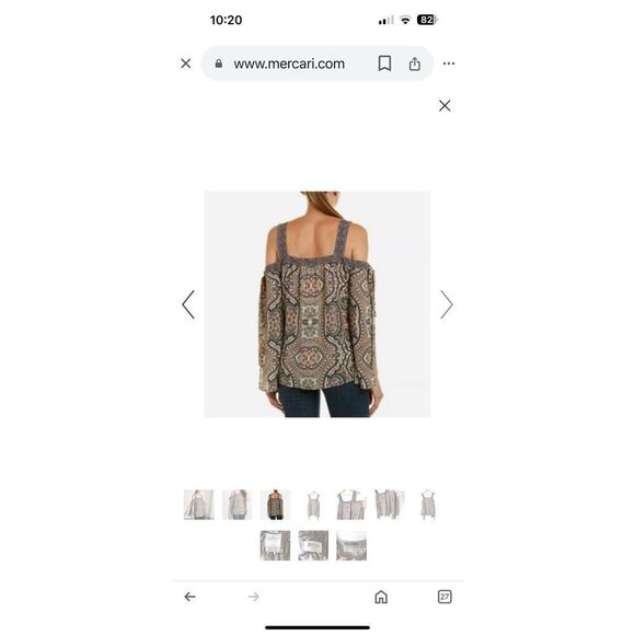 BCBG MaxAzria Size L Off Shoulder Statement Sleeve Paisley Blouse Medallion Boho - Picture 5 of 10